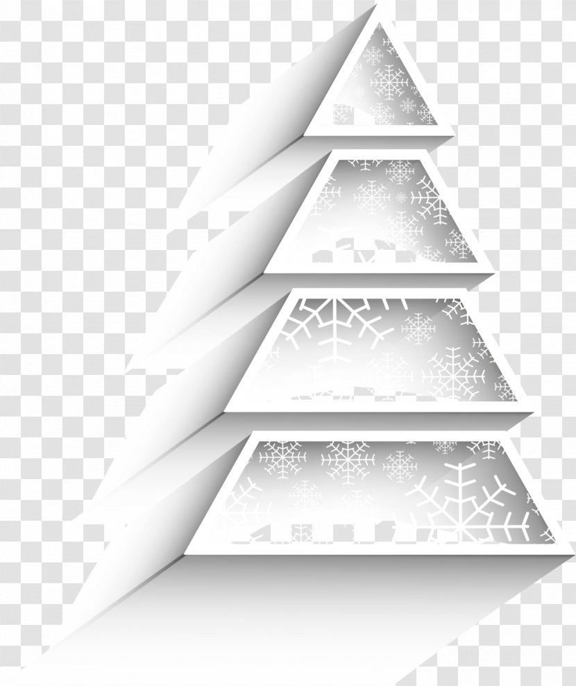 Christmas Tree White Snowflake - Black And Transparent PNG