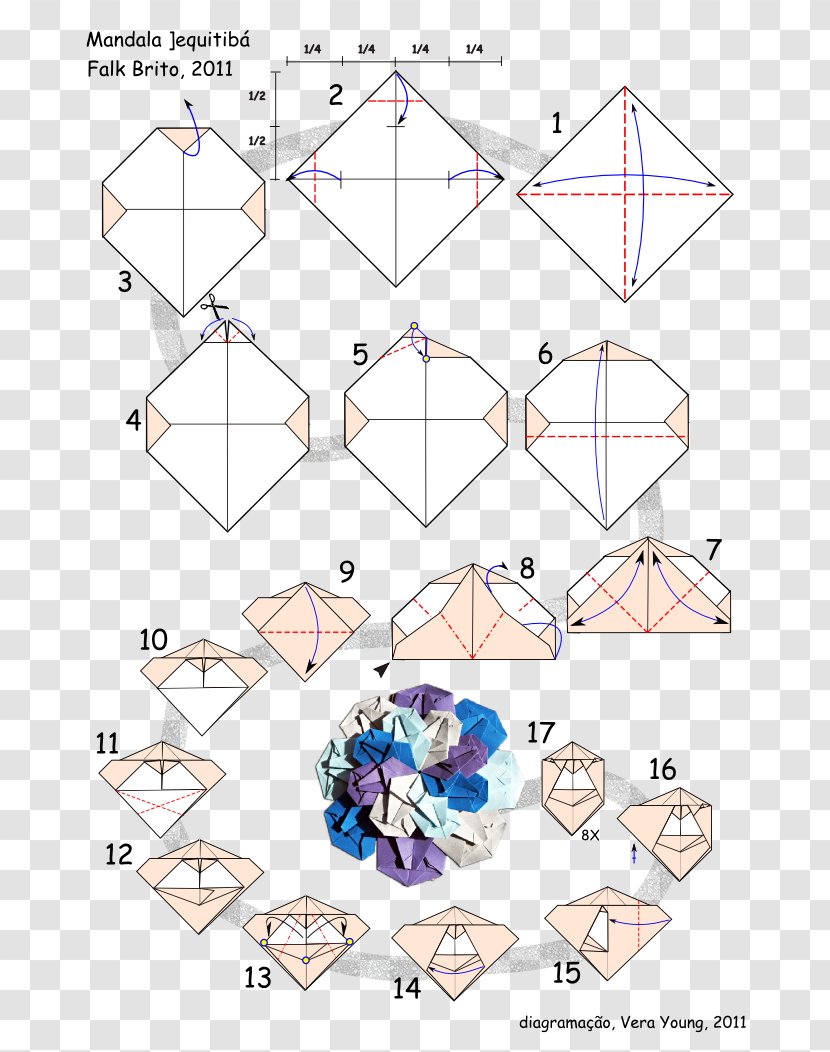 Paper Modular Origami Kusudama Pattern - Mandala - Diagramas Transparent PNG