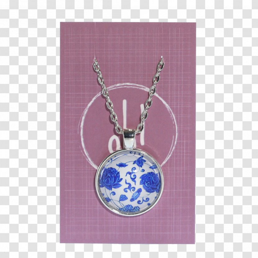 Locket Necklace Glass Charms & Pendants Vase With Pink Flowers - Blue Transparent PNG