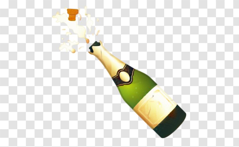 Champagne Emoji - Glass Bottle - Sparkling Wine Alcoholic Beverage Transparent PNG