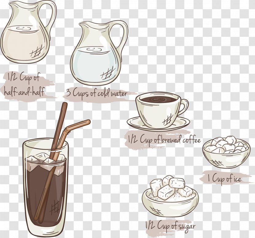 Iced Coffee Juice Cafe Breakfast - Flavor - Vector Drinks Menu Transparent PNG