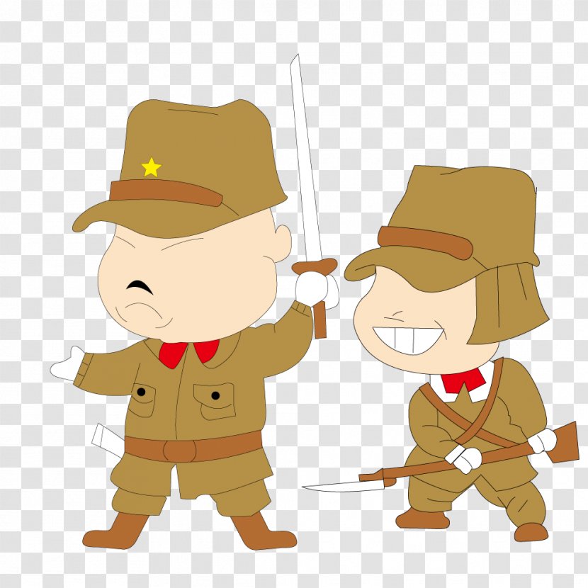 Second Sino-Japanese War Clip Art - Japan - Vector Hand-painted Japanese Soldiers With Guns Transparent PNG