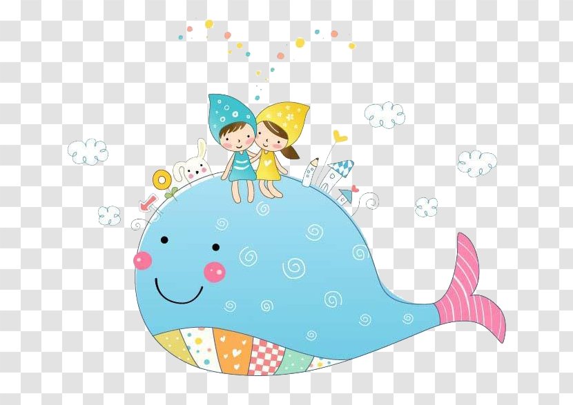 Hello Kitty Child Painting Illustration - Childhood - Cartoon Blue Whale Transparent PNG