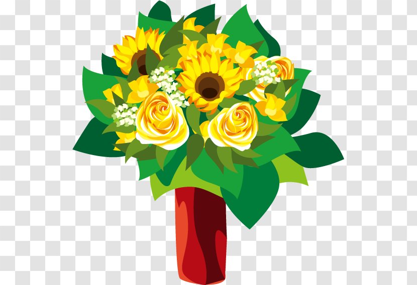 Common Sunflower Euclidean Vector Yellow - Bouquet Transparent PNG