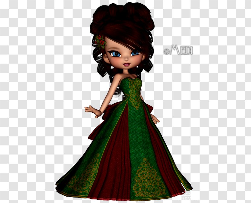 Barbie Brown Hair Gown Fiction Character - Doll Transparent PNG