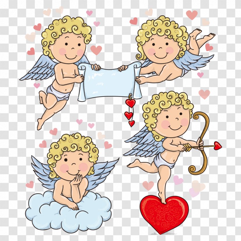 Cartoon Cupid Illustration - Watercolor Transparent PNG