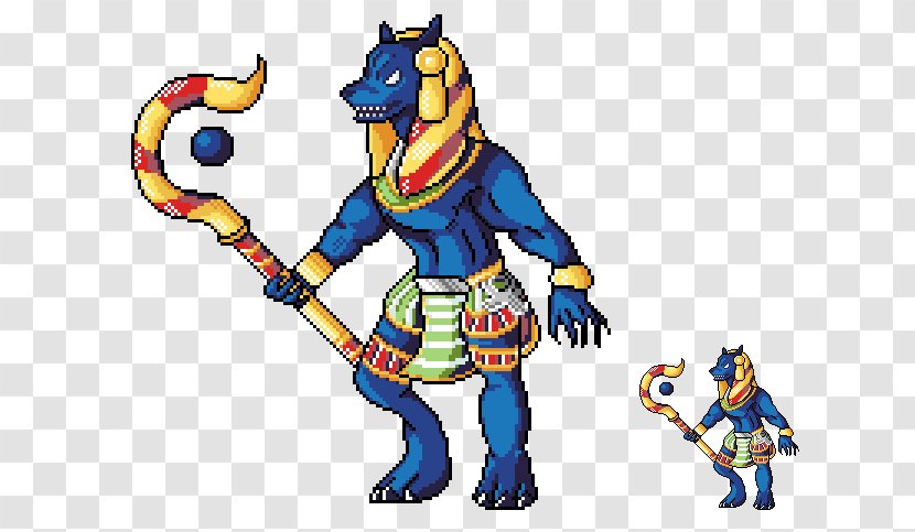 Anubis Pixel Art Smite - Mythical Creature Transparent PNG