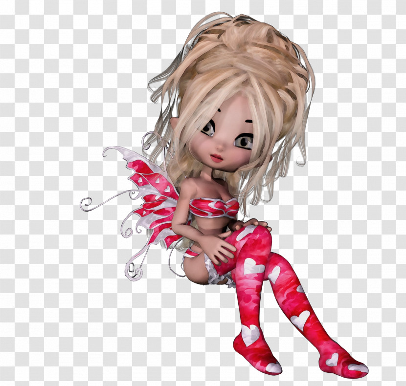 Cartoon Pink Doll Figurine Blond Transparent PNG