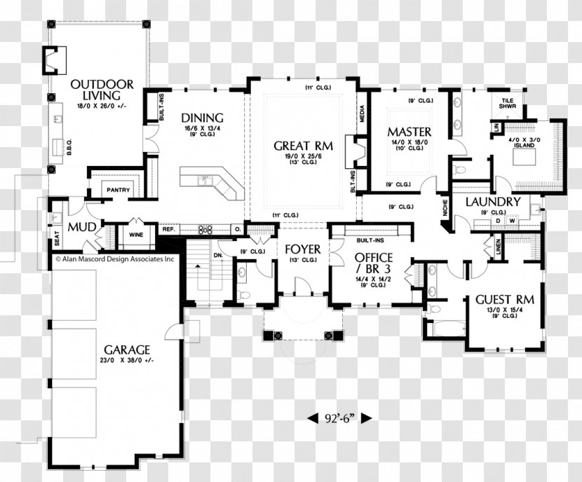 Floor Plan House Alan Mascord Design Associates - Study Transparent PNG