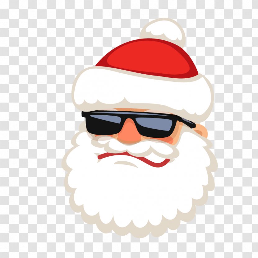 Santa Claus Reindeer - Christmas - Wearing Sunglasses Vector Transparent PNG
