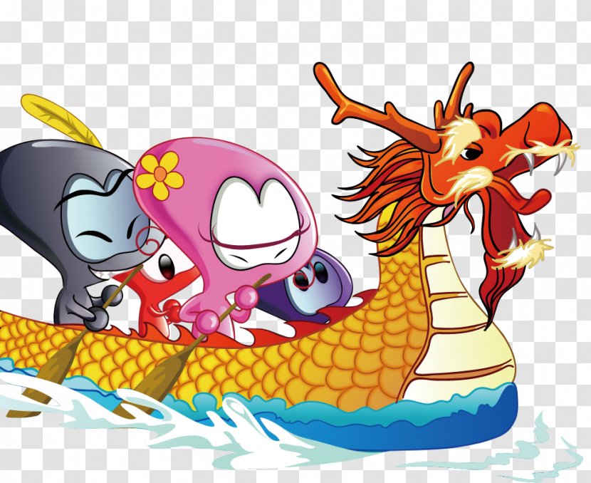 Zongzi Dragon Boat Festival Bateau-dragon - Fictional Character - Cartoon Transparent PNG