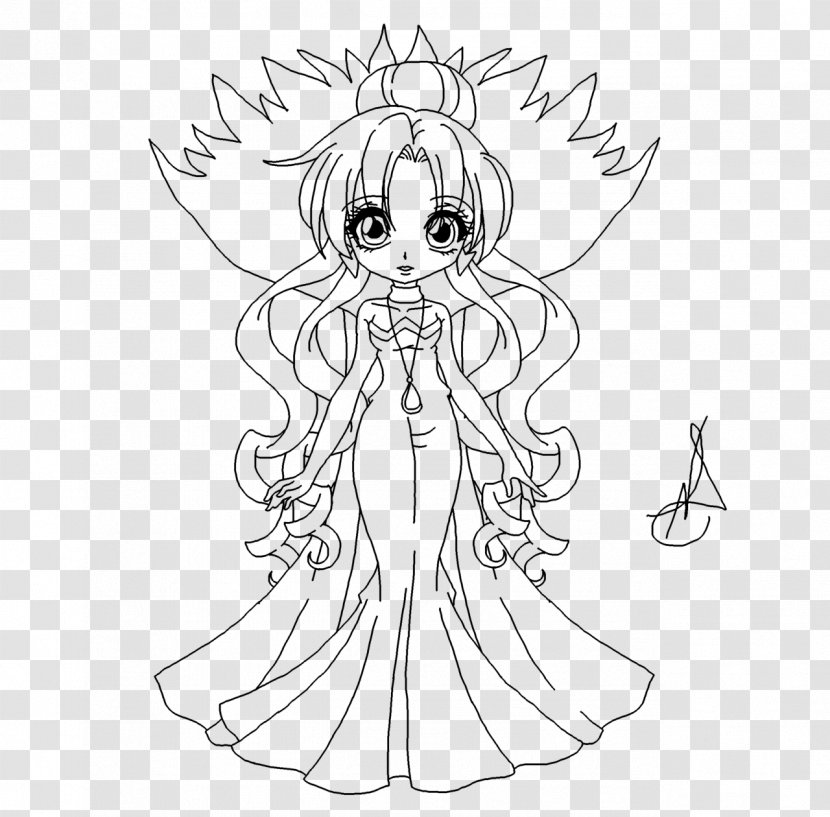 Line Art Dress Drawing White Character - Neck Transparent PNG