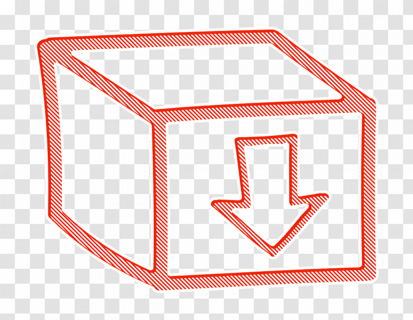 Box Icon Box With An Arrow Sign Pointing Down Hand Drawn Symbol Icon Arrows Icon Transparent PNG