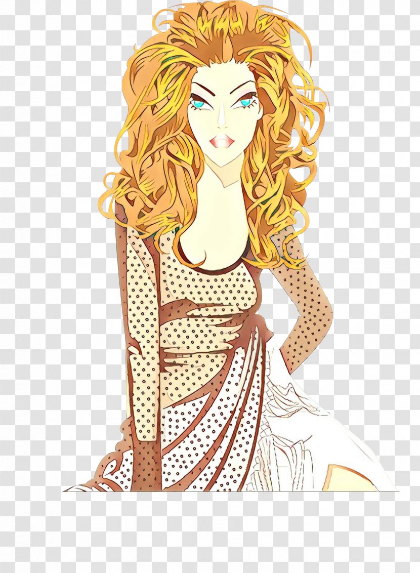 Cartoon Costume Design Drawing Long Hair - Fashion Transparent PNG