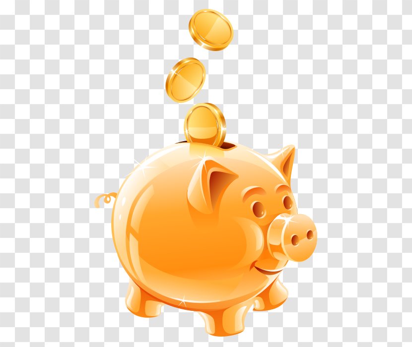 Money Piggy Bank Saving - Royaltyfree - Golden Vector Transparent PNG