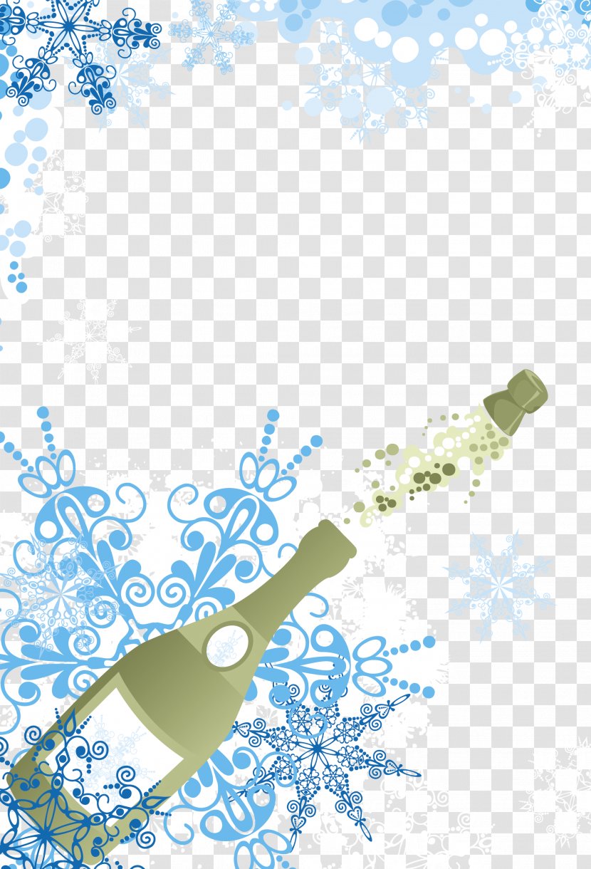 Champagne Glass Wine - Blue - Vector Snowflakes Transparent PNG