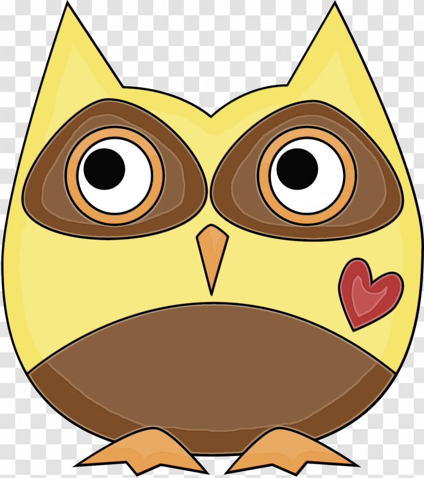 Owl Cartoon Clip Art Yellow Bird - Eastern Screech Of Prey Transparent PNG