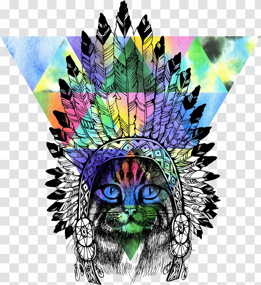 Maine Coon War Bonnet Indigenous Peoples Of The Americas Tribal Chief - Art - Indian Headdress Transparent PNG