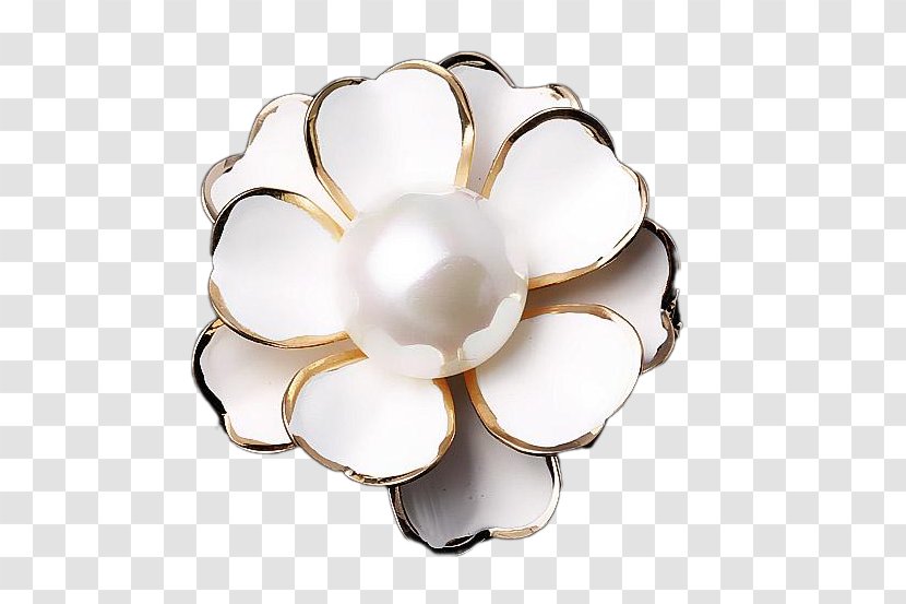 Pearl Brooch Jewellery - Ring - White Camellia Love Imitation Pearls Transparent PNG