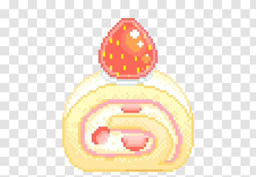 Strawberry Cream Cake Pixel Art - Painted Transparent PNG