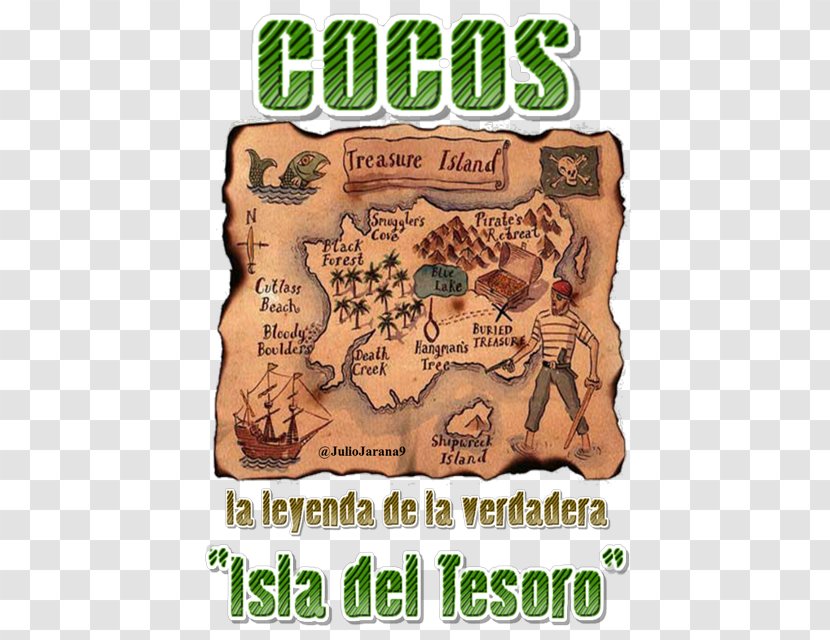 Treasure Island Map Pirate - Blackbeard - Isla Del Coco Transparent PNG