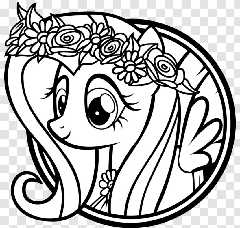 Pony Black And White Coloring Book Drawing Fluttershy - Frame - My Little Transparent PNG