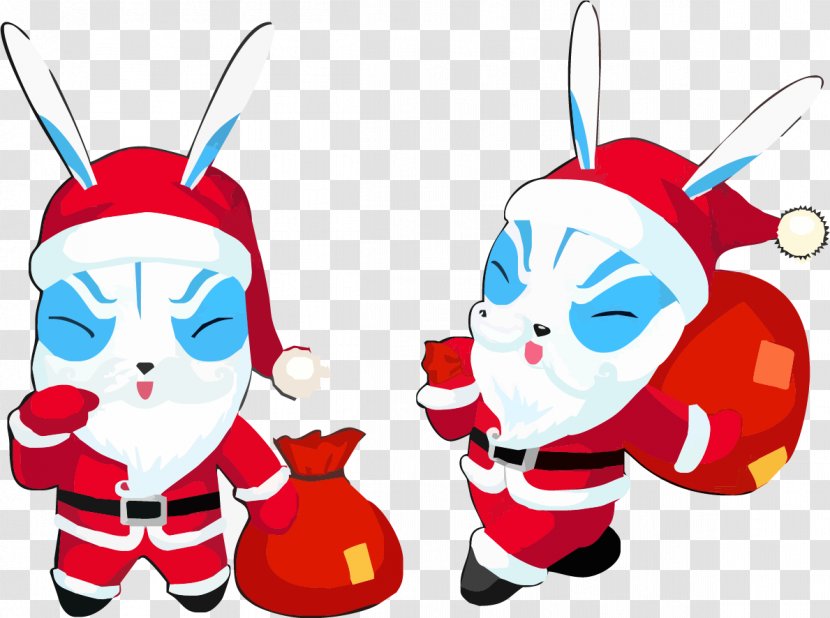 Santa Claus Rabbit Christmas - Carrying The Bag Of Transparent PNG