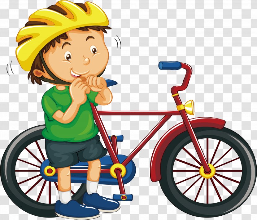 Bicycle Cycling Illustration - Photography - The Boy In Safety Helmet Transparent PNG
