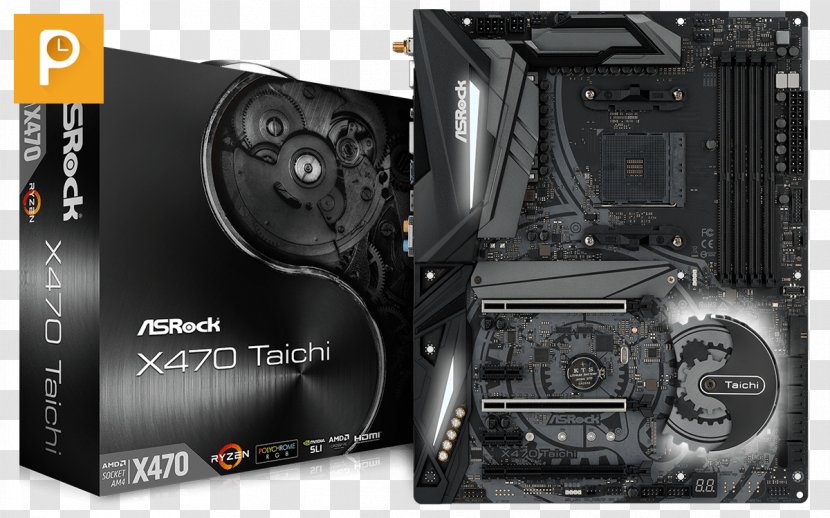 Asrock X470 Taichi AMD Promontory Socket AM4 ATX Motherboard DDR4 SDRAM - Electronics - Logo Transparent PNG