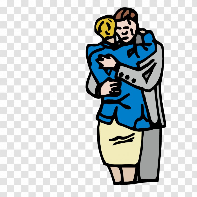 Cartoon Hug Illustration - Human Behavior - Loving Couple Embracing Transparent PNG