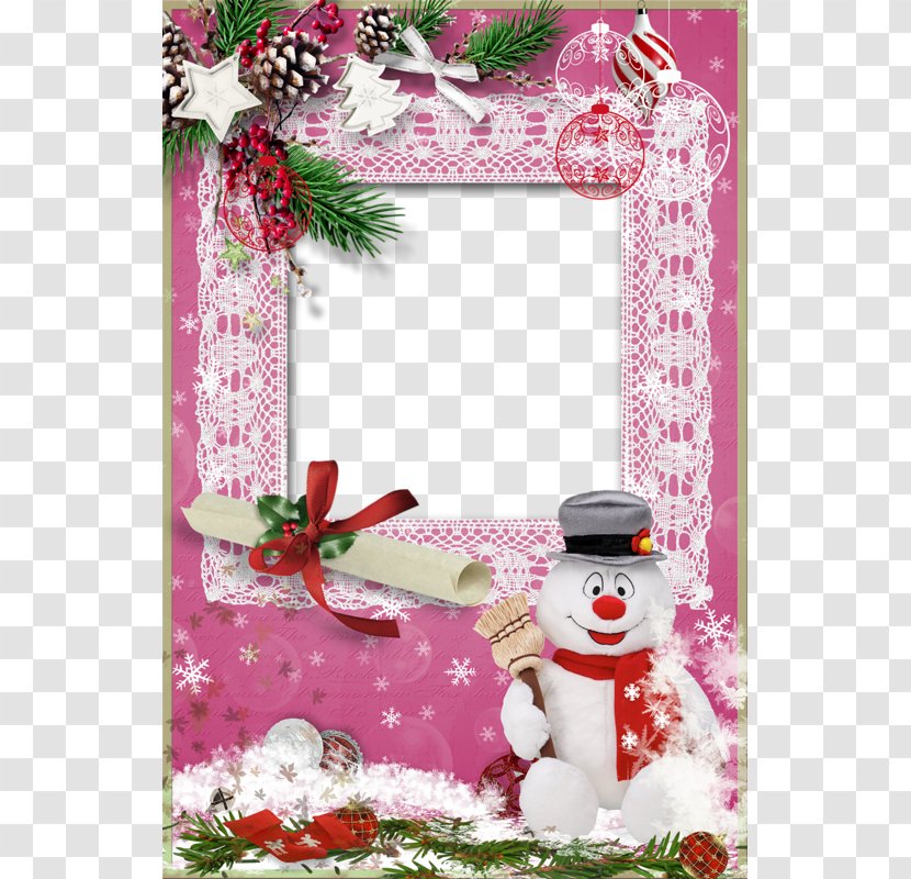 Christmas Ornament Santa Claus Pink - Snowman Decoration Pattern Frame Transparent PNG