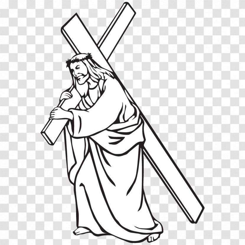 Bible Stations Of The Cross Christian Carrying Clip Art - Monochrome Photography - Jesus Transparent PNG