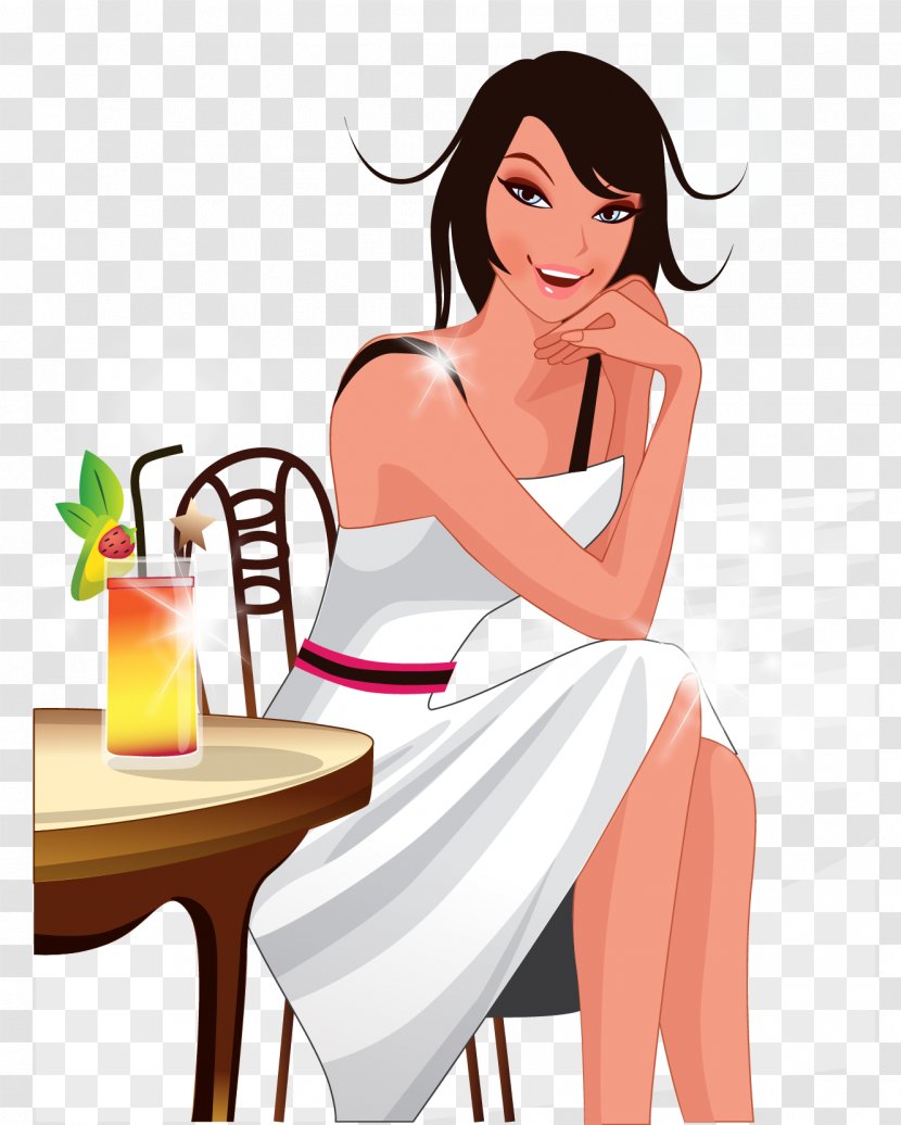 Tea Woman Illustration - Silhouette - Beautiful Vector Transparent PNG