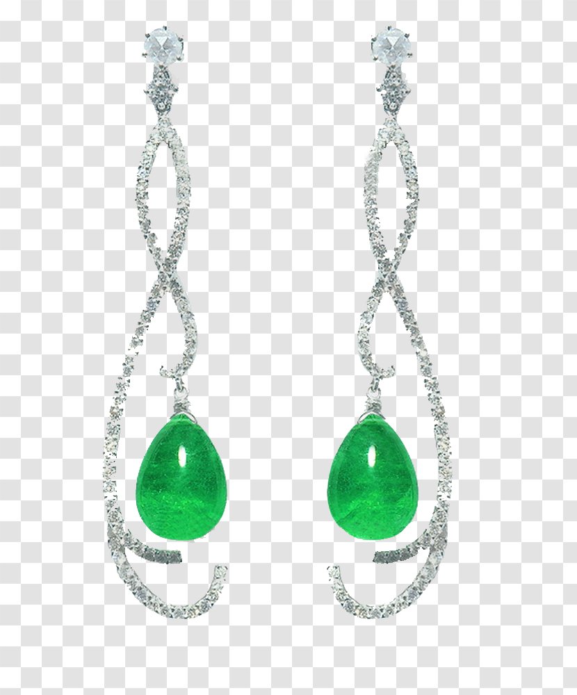 Earring Emerald Diamond Necklace - Gemstone - Earrings Transparent PNG