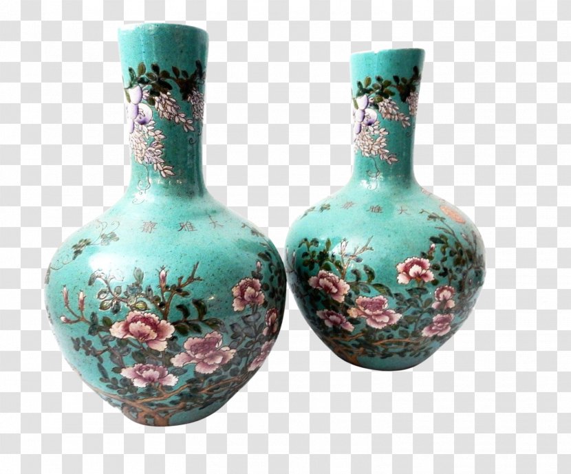 Vase Ceramic Pottery Turquoise - Porcelain Transparent PNG