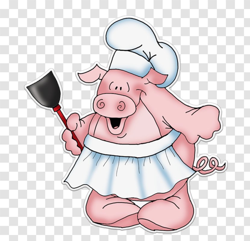 Domestic Pig Paper Chef Cook Illustration - Watercolor - Cartoon Transparent PNG