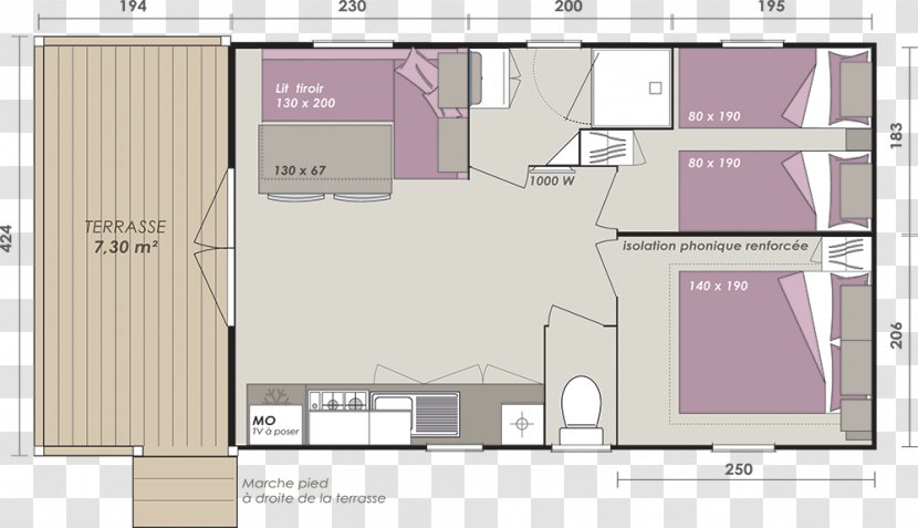 Camping El Pinar Beach Accommodation Campsite Sun Deck - Purple - Wc Plan Transparent PNG