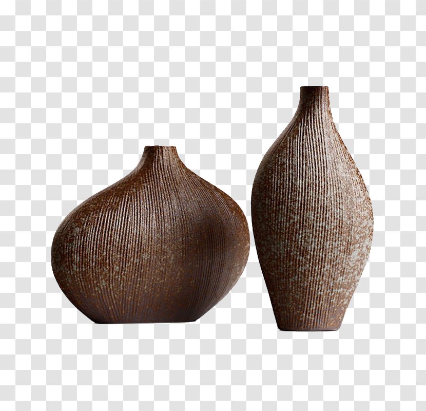 Vase Ceramic Porcelain Pottery Ornament - Flower Bouquet - Dark Brown Material Transparent PNG