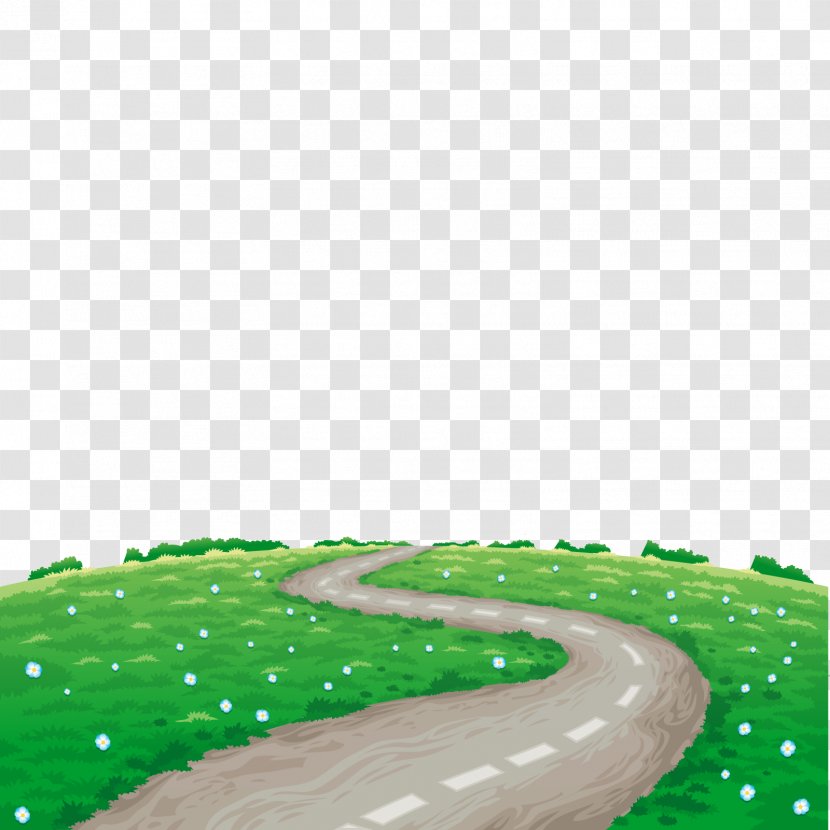 Landscape Illustration - Green - Vector Spring Road Transparent PNG