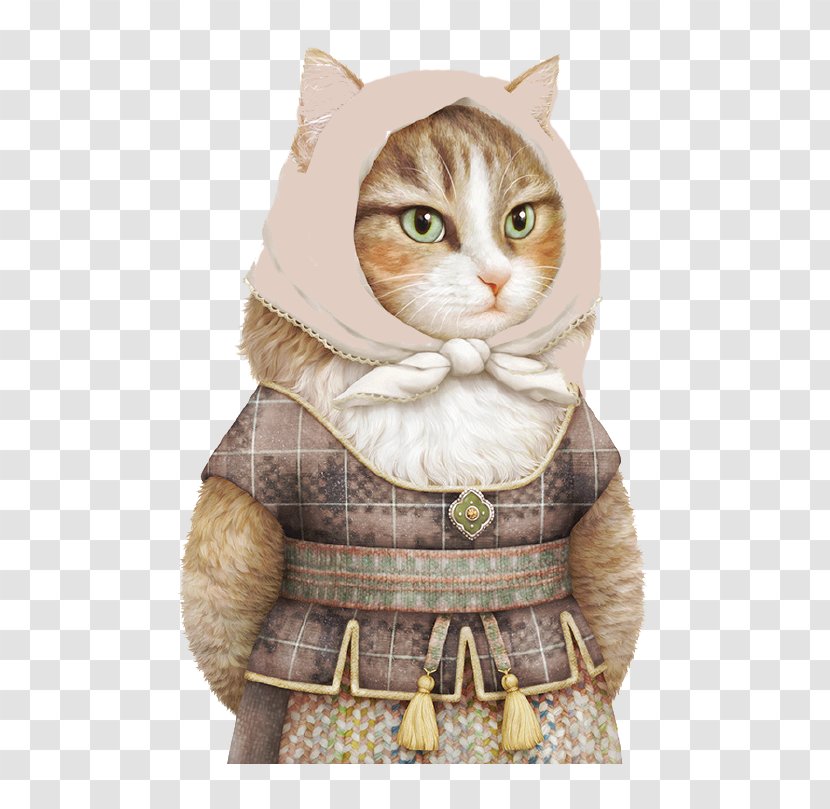 Cat Kitten Dog Clothing Illustration - Like Mammal - Medieval Women Costume Transparent PNG
