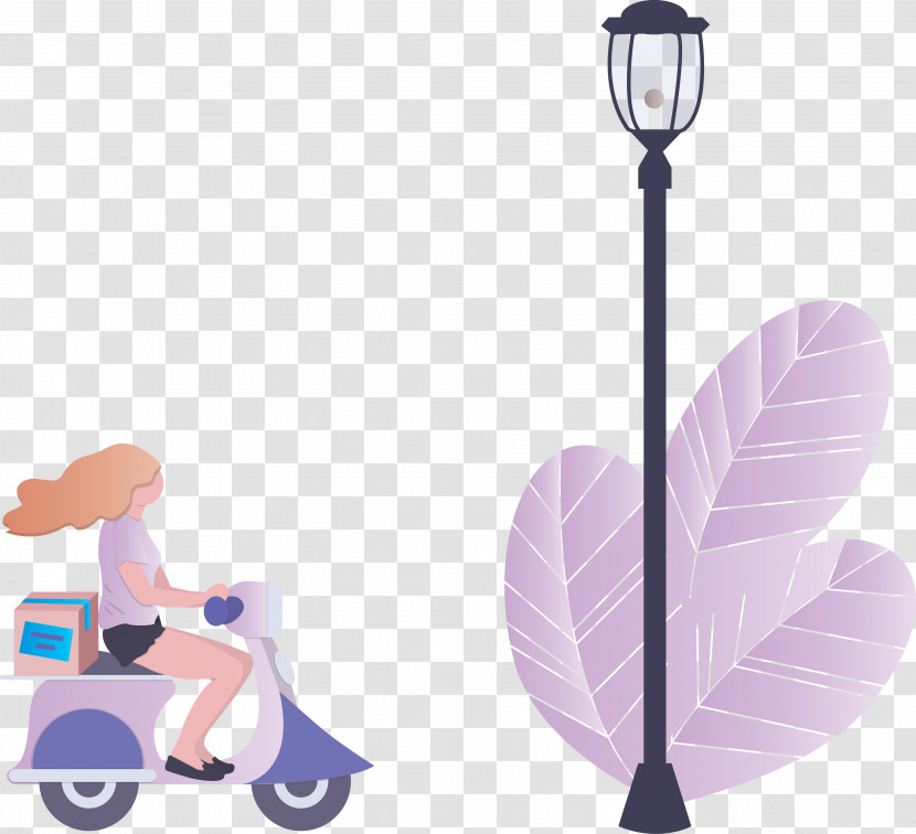 Street Light Motorcycle Delivery Transparent PNG