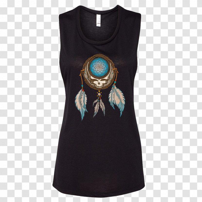 T-shirt Sleeveless Shirt Turquoise Outerwear Gilets - Neck - Dreamcatcher Transparent PNG