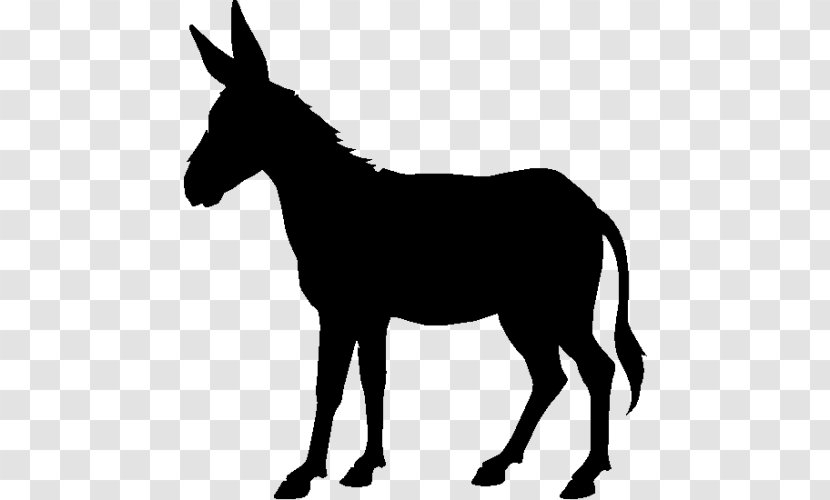 Donkey Silhouette Drawing Clip Art - Black And White Transparent PNG