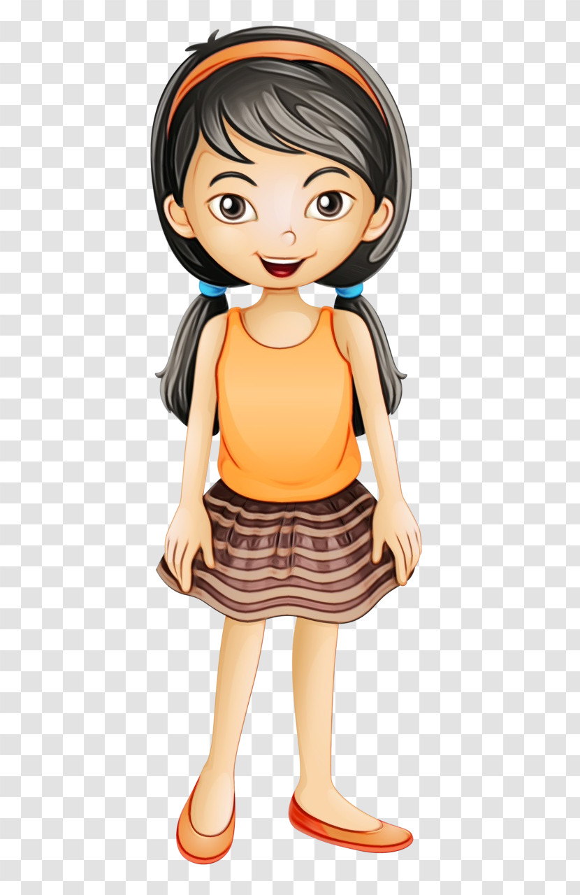 Cartoon Animation Brown Hair Child Doll Transparent PNG