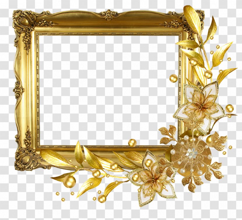 Flower Drawing Gold Clip Art - Rectangle - Brown Frame Transparent PNG