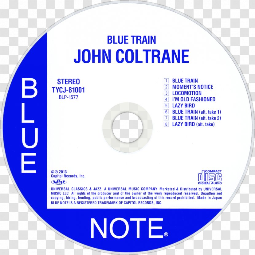 Compact Disc Blue Train Note Records Album Coltrane Live At Birdland Transparent PNG