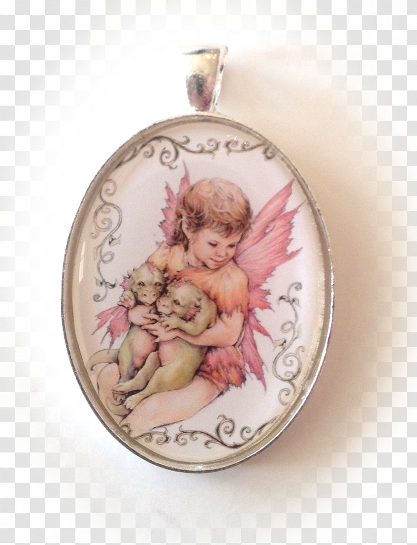 Locket Oval Angel M - Pendant - Watercolor Necklace Transparent PNG