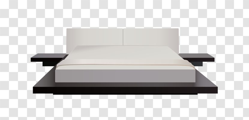 Nightstand Table Platform Bed Frame - Bedroom - Vector 3D Transparent PNG