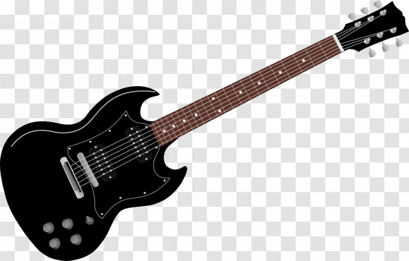 Electric Guitar Bass Clip Art - Cartoon - Black Transparent PNG