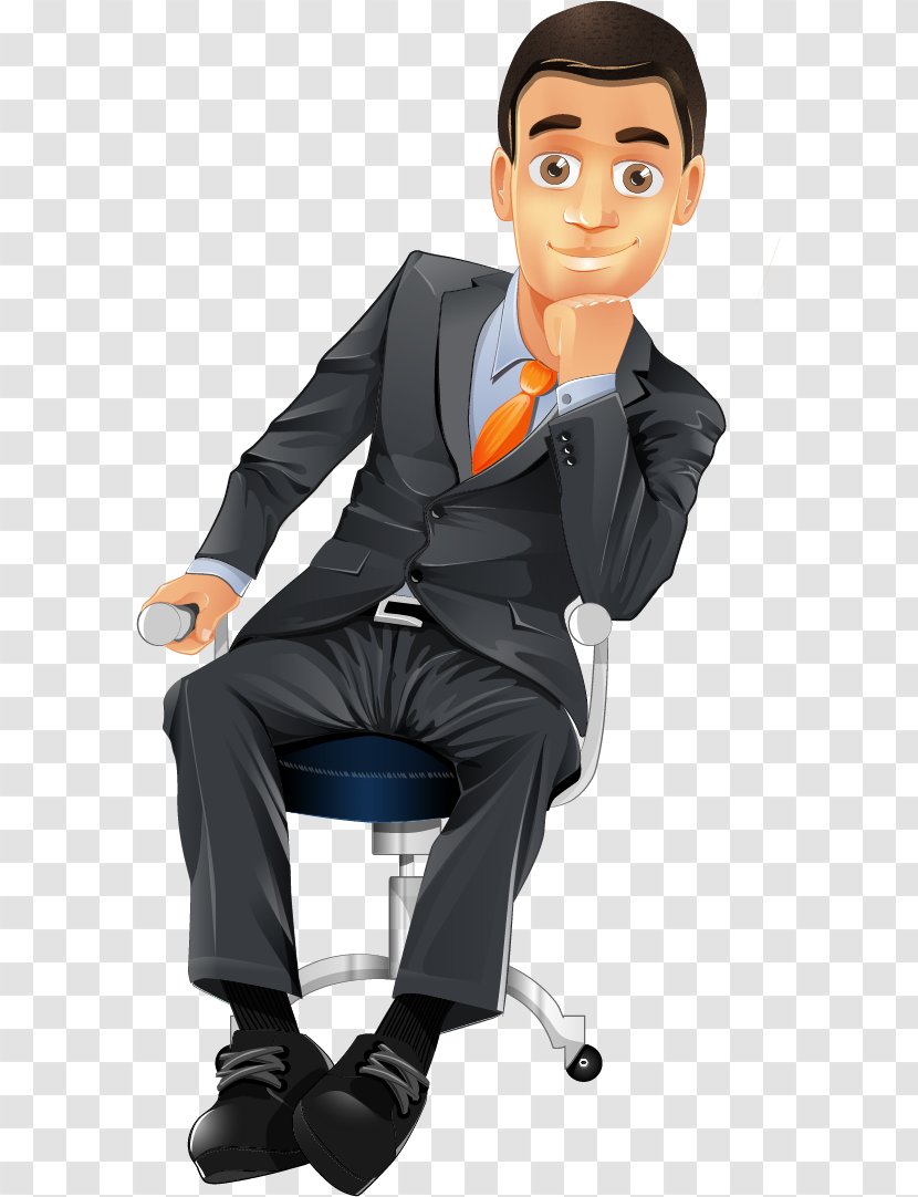 Businessperson - Character - Business Man Sitting On A Chair Transparent PNG